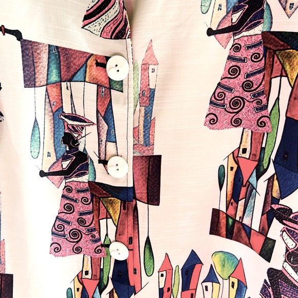 Radzoli by Fully Fashion Button Up Tunic Sharkbite Hem Pockets Pleated Back - Picture 6 of 10